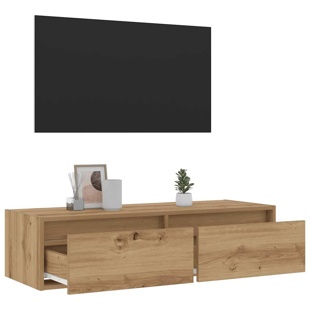 TV-Møbel Artisan Eik Tv-benk med LED-lys 100X35,5x25 cm