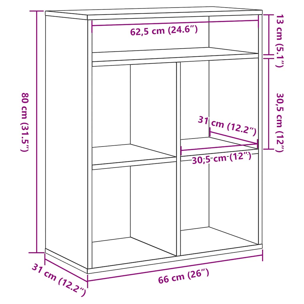 Bokhylle Sonoma Eik 66x31x112 cm