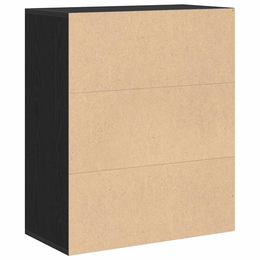 Bokhylle svart 60x30x71,5 cm konstruert tre
