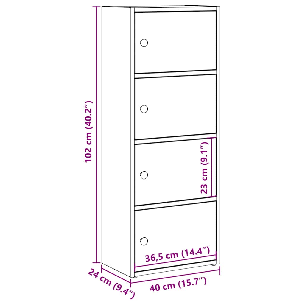 Bokhylle Svart Eik 40x24x102 cm