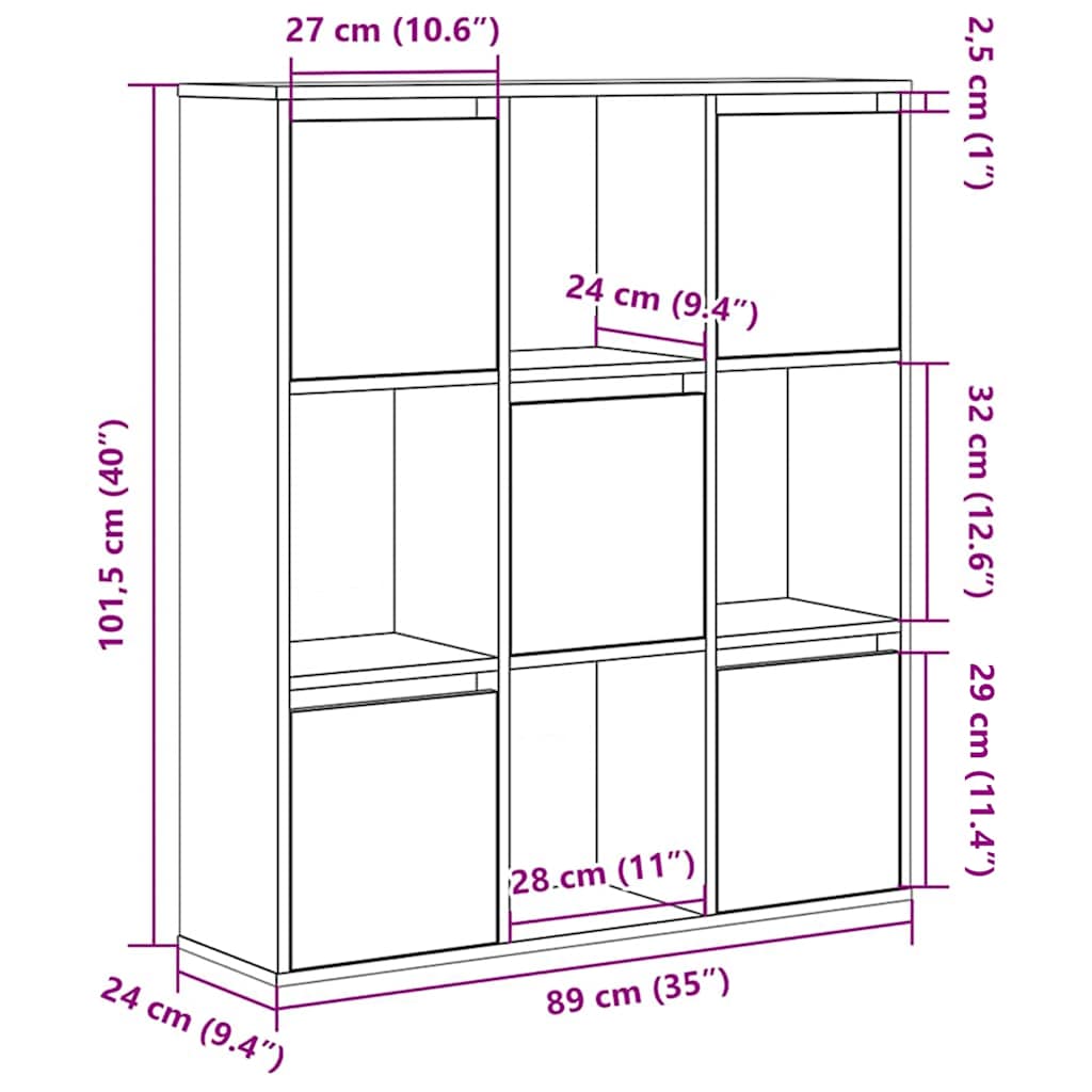 Bokhylle Gammelt Tre 89x24x101,5 cm