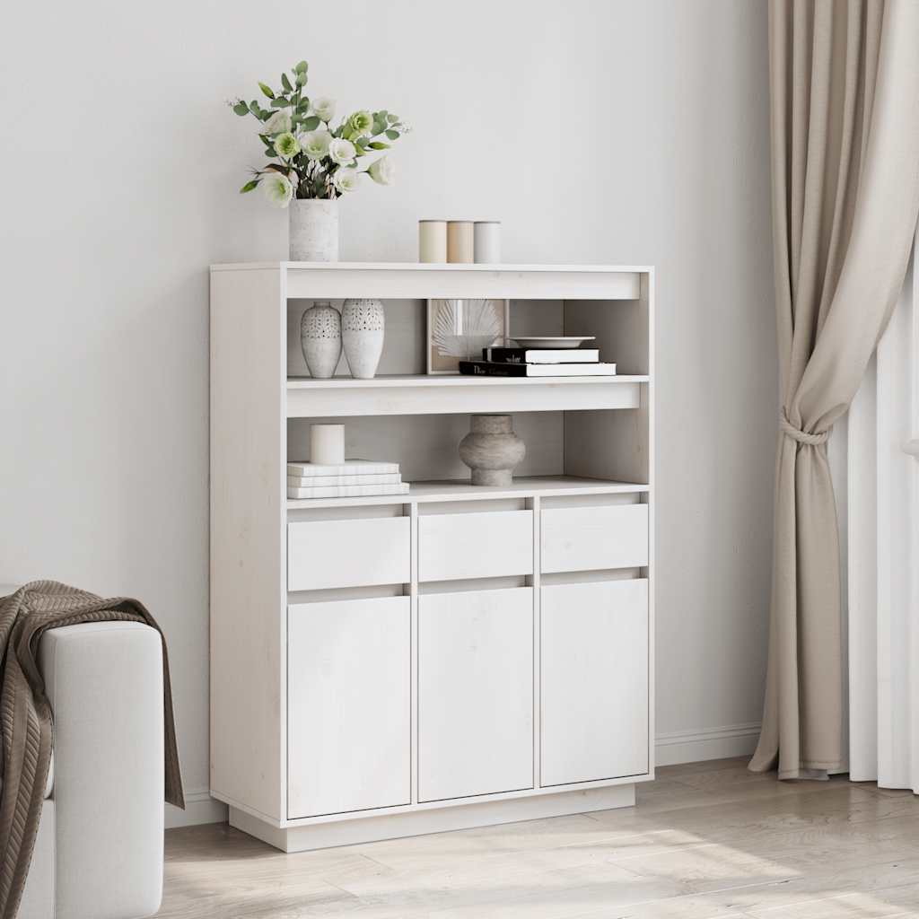 Vitrineskap Hvit 89x34x116,5 cm heltre furu