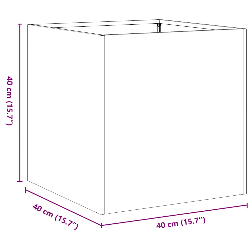 Utendørs Blomsterkasse Plantekasse Metall 40x40x40 cm galvanisert stål
