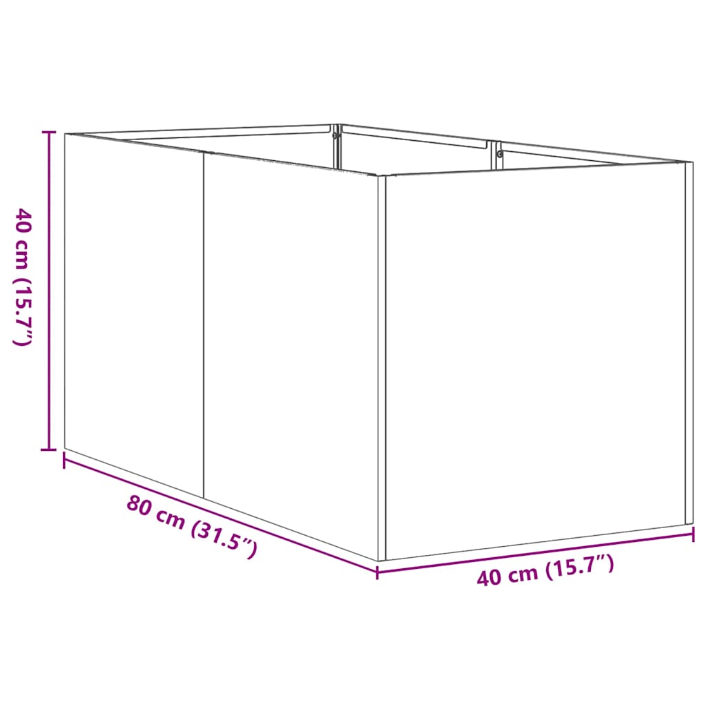 Plantekasse antrasitt 40x80x40 cm kaldvalset stål