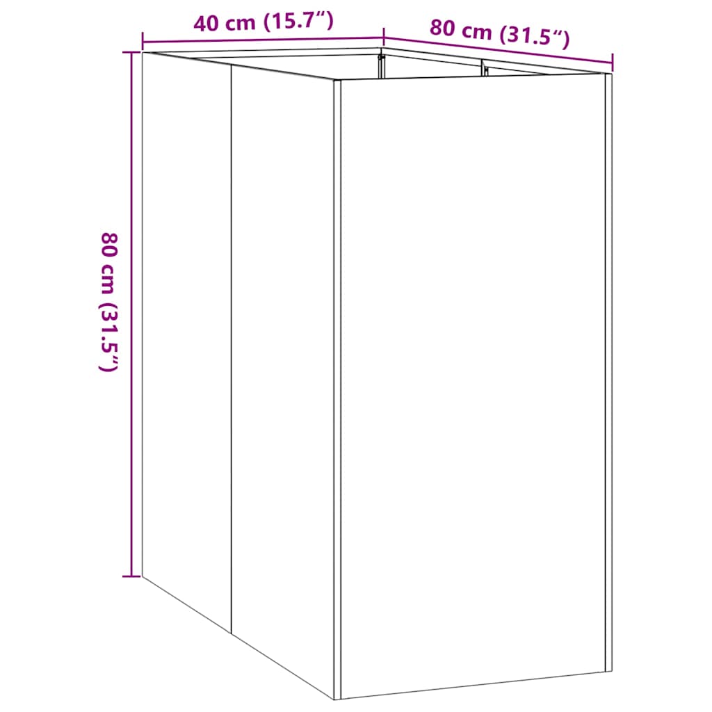 Plantekasse antrasitt 40x80x80 cm stål