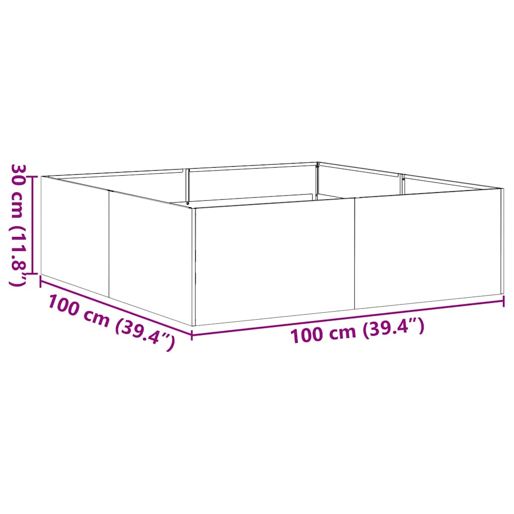 Plantekasse hvit 100x100x30 cm stål