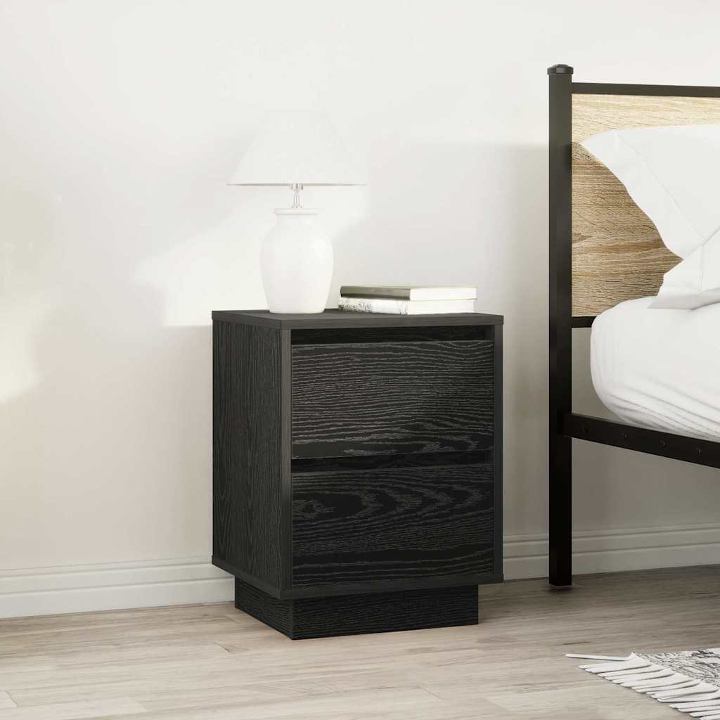 Nattbord Sengbord Svart med LED-lys 38x34x50 cm