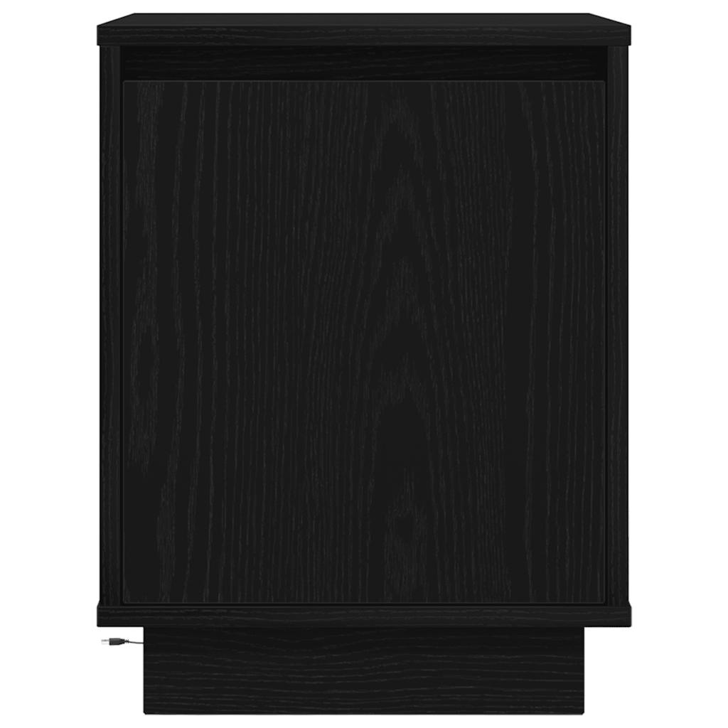 Nattbord Sengbord Svart med LED-lys 38x34x50 cm