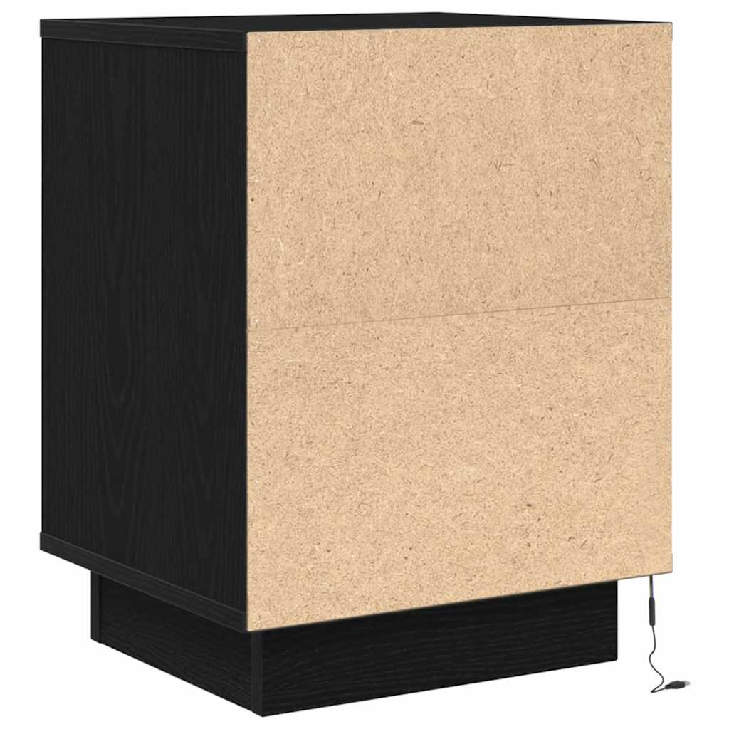 Nattbord Sengbord Svart med LED-lys 38x34x50 cm