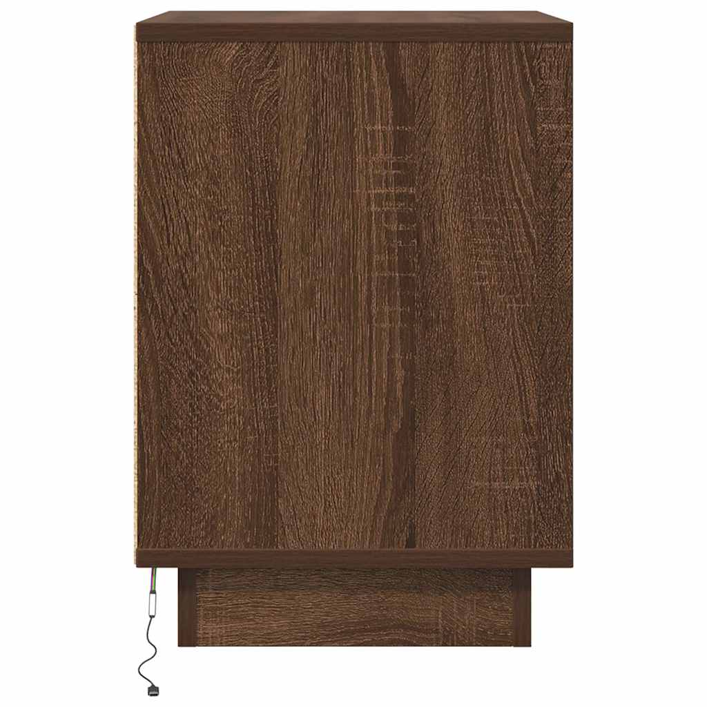 Nattbord Sengbord Brun Eik med LED 38x34x50 cm