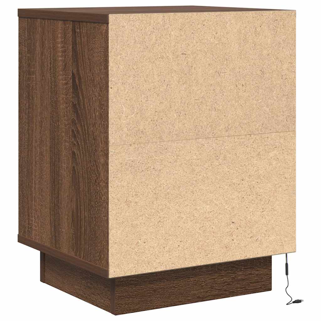 Nattbord Sengbord Brun Eik med LED 38x34x50 cm