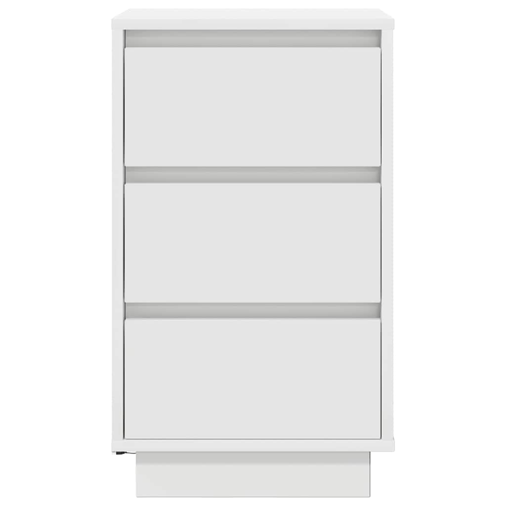 Nattbord Sengbord Hvit med LED-lys 38x34x65 cm