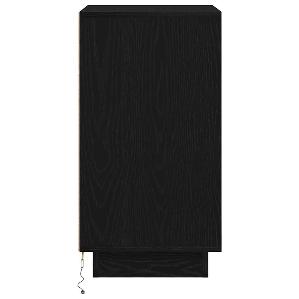 Nattbord Sengbord Svart med LED-lys 38x34x65 cm