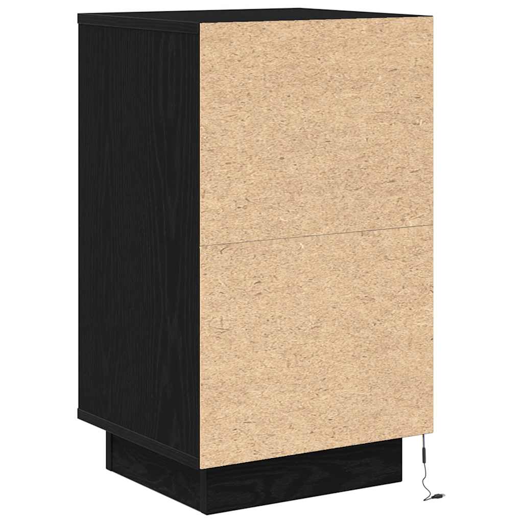 Nattbord Sengbord Svart med LED-lys 38x34x65 cm