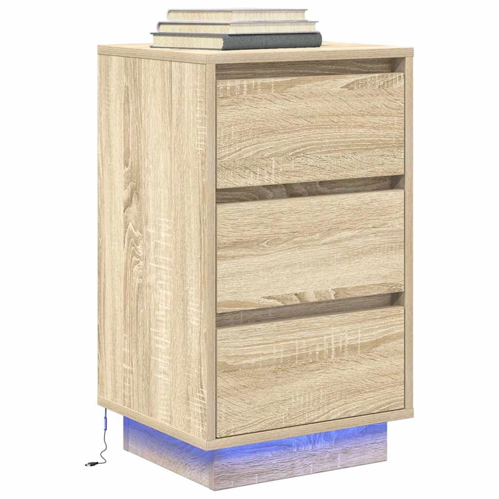Nattbord Sengbord Sonoma Eik LED 38x34x65 cm