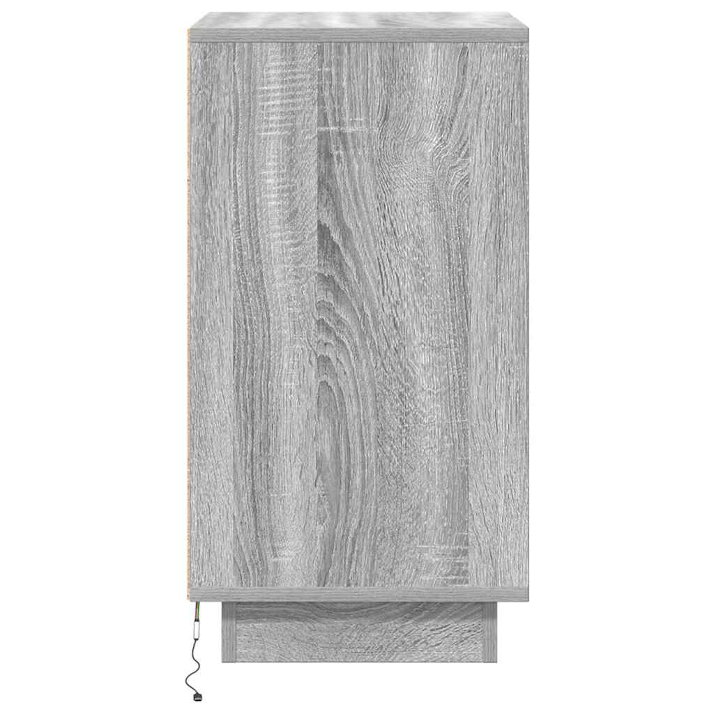 Nattbord Sengbord Sonoma Grå med LED-lys 38x34x65 cm