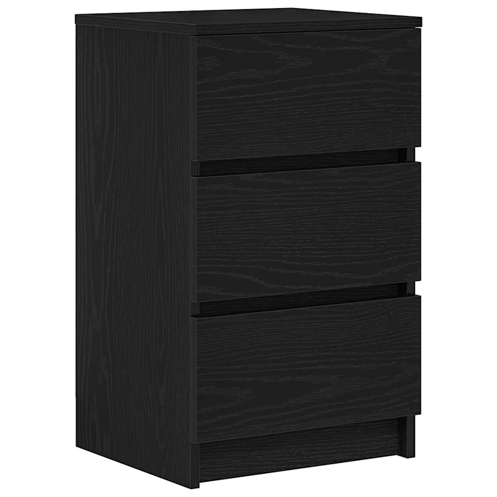 Nattbord Sengbord Svart med 3 skuffer 39x35x65 cm