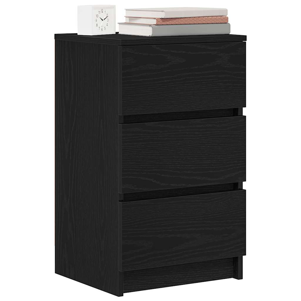 Nattbord Sengbord Svart med 3 skuffer 39x35x65 cm