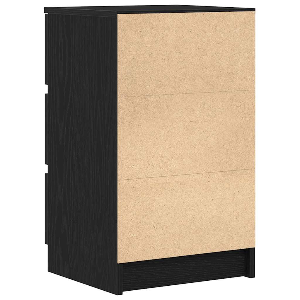 Nattbord Sengbord Svart med 3 skuffer 39x35x65 cm