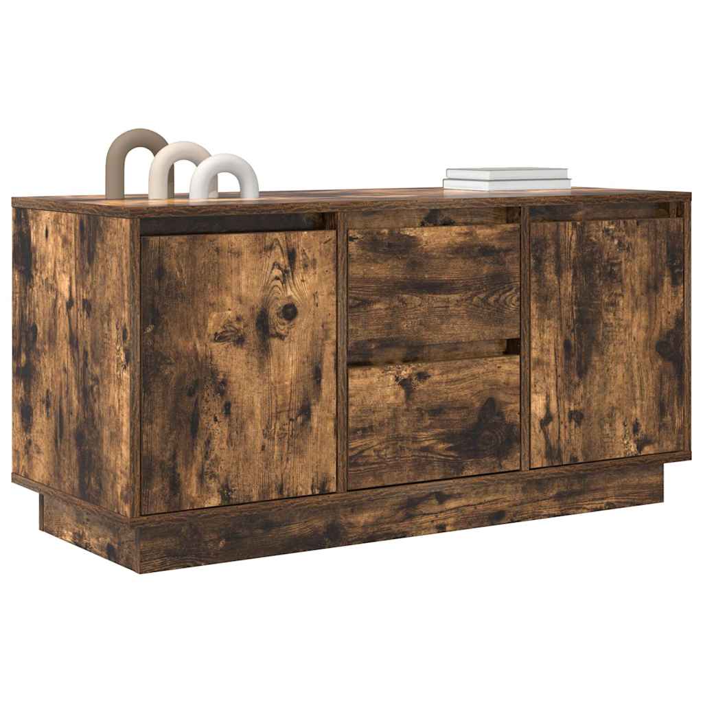 TV-Møbel Røkt EikTV-benk med LED-lys 100x41x50 cm