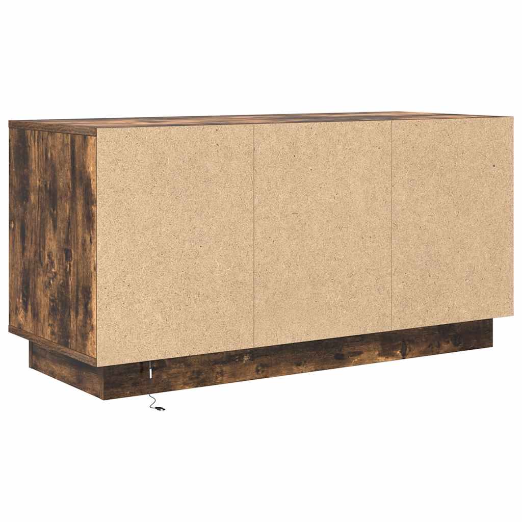 TV-Møbel Røkt EikTV-benk med LED-lys 100x41x50 cm