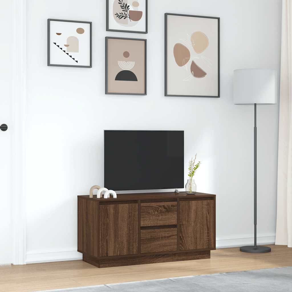 TV-Møbel Brun Eik TV-benk med LED-lys 100x41x50 cm