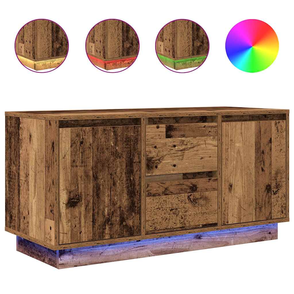 TV-Møbel Gammelt Tre Tv-benk med LED-lys 100x41x50 cm