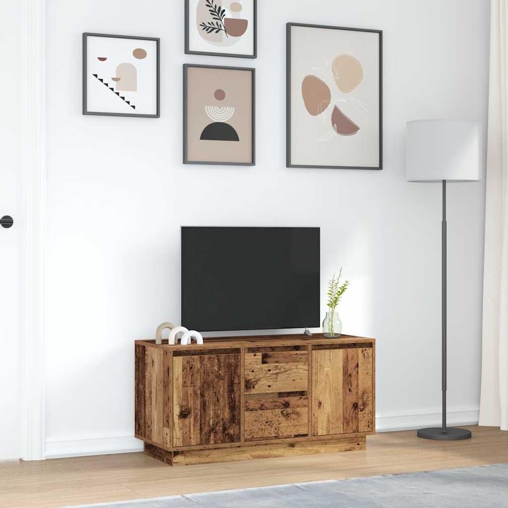 TV-Møbel Gammelt Tre Tv-benk med LED-lys 100x41x50 cm