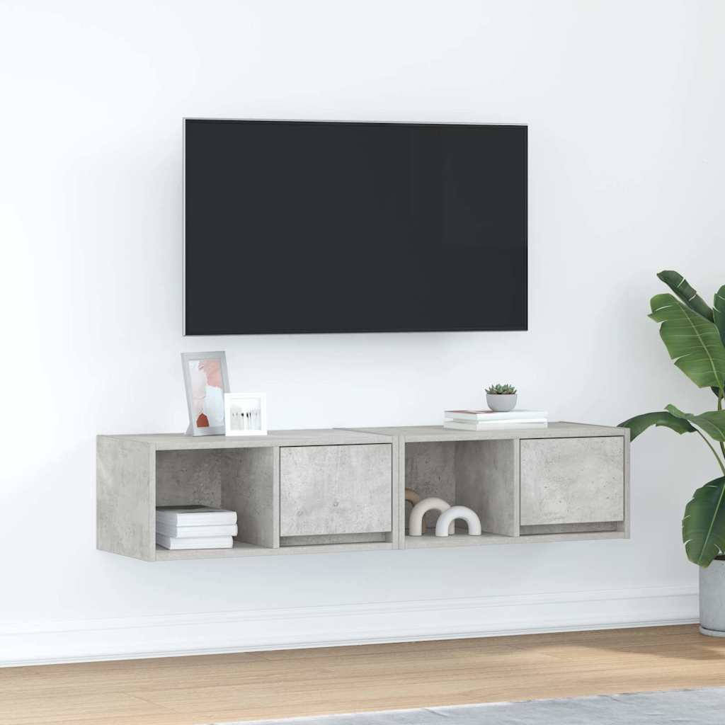 TV-Møbel Betonggrå Tv-benker 2 stk 60x31x25,5 cm