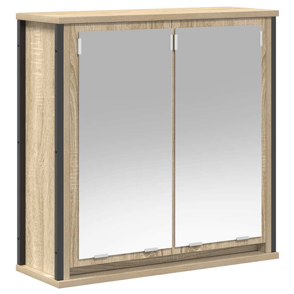 Baderoms veggskap med speil sonoma eik 60x21x60 cm