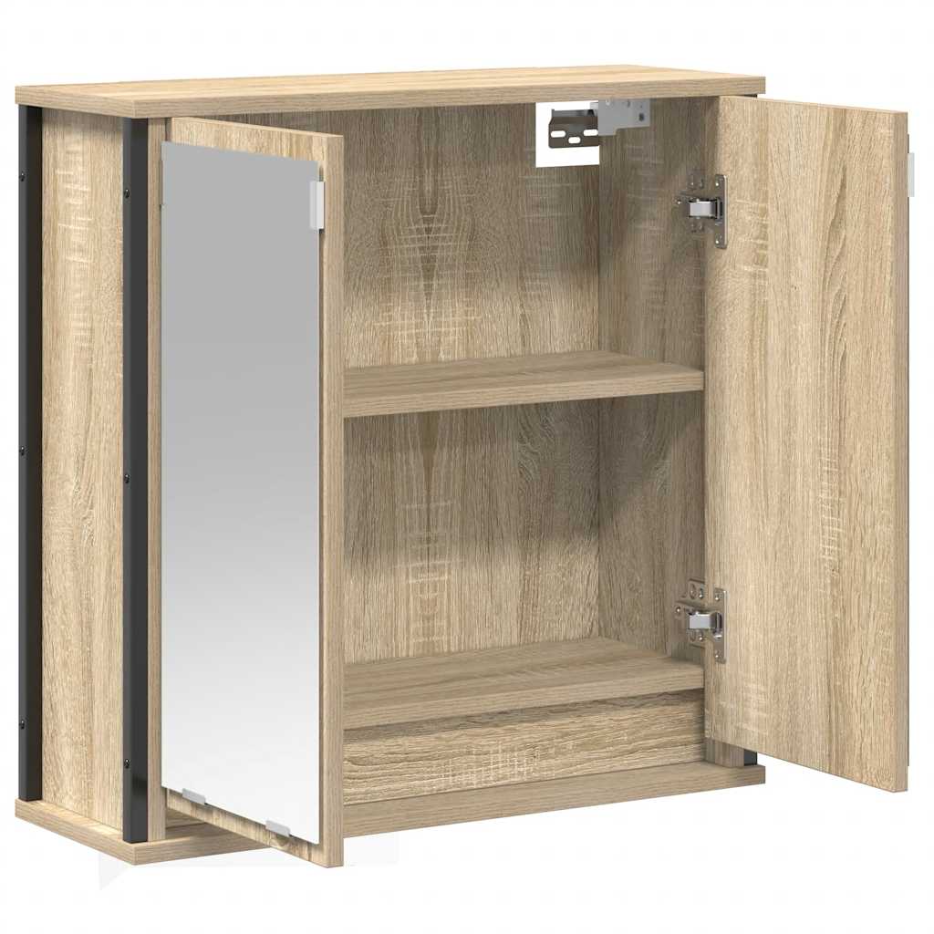 Baderoms veggskap med speil sonoma eik 60x21x60 cm