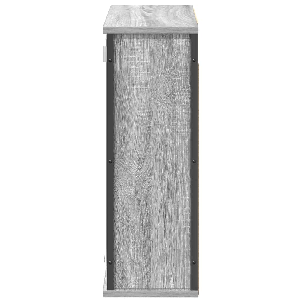 Baderoms veggskap med speil grå eik 60x21x60 cm
