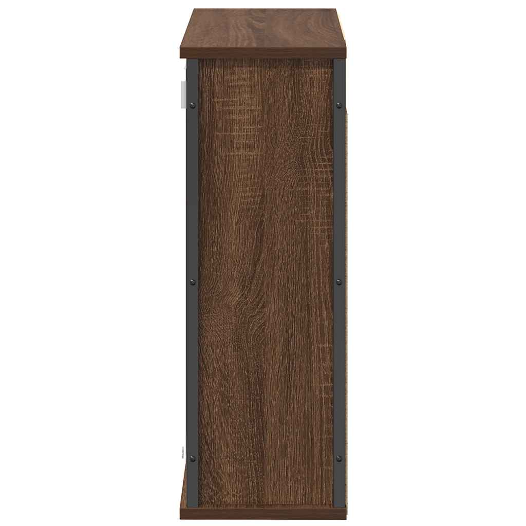 Baderoms veggskap med speil brun eik 60x21x60 cm