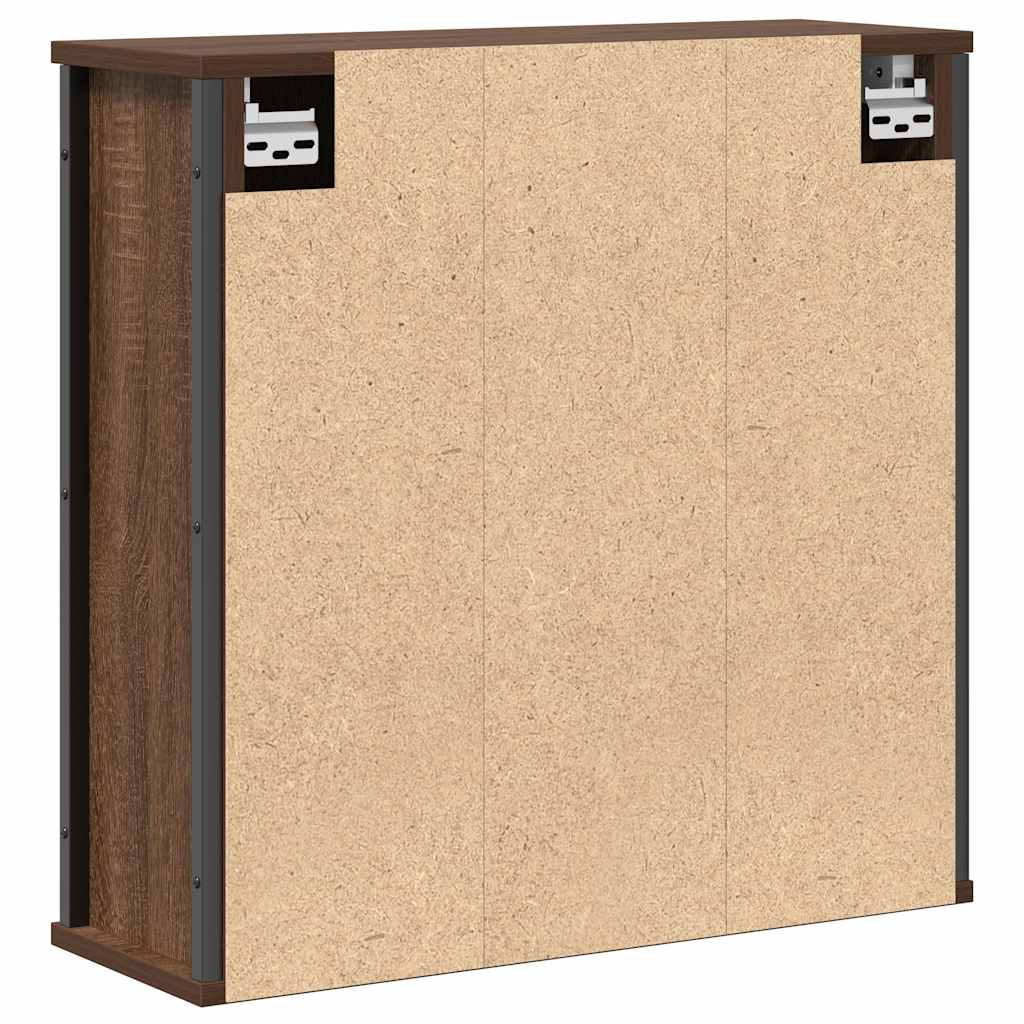 Baderoms veggskap med speil brun eik 60x21x60 cm