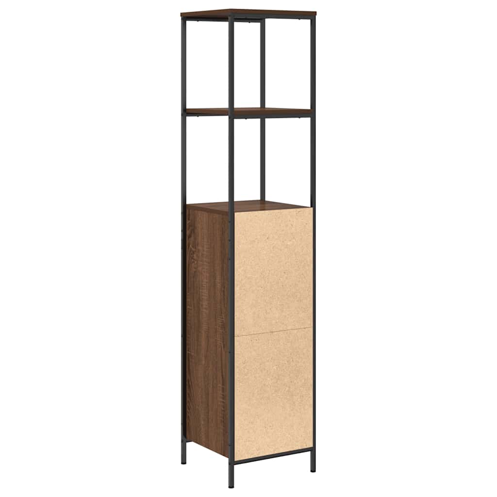 Baderomsskap med hyller brun eik 36x35x165 cm