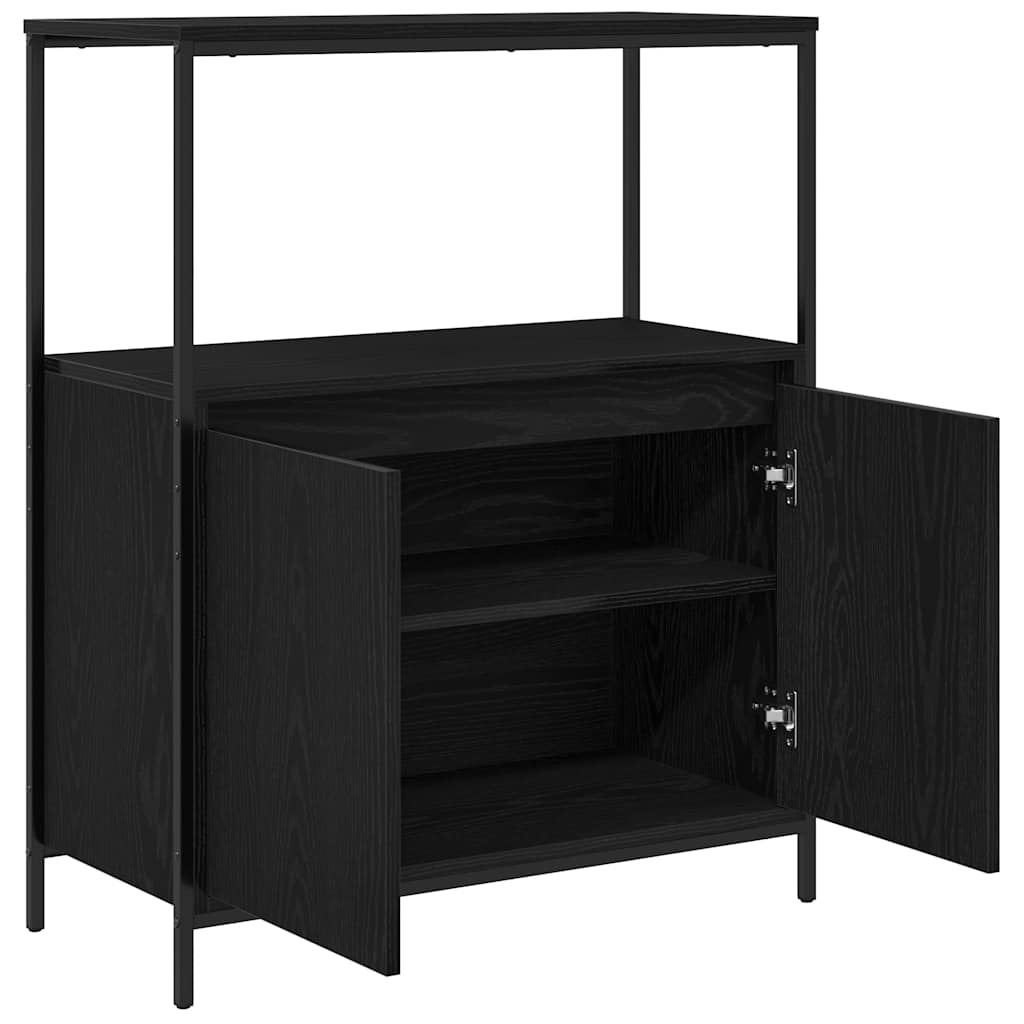 Baderomsskap med hyller svart eik 76,5x35x95 cm