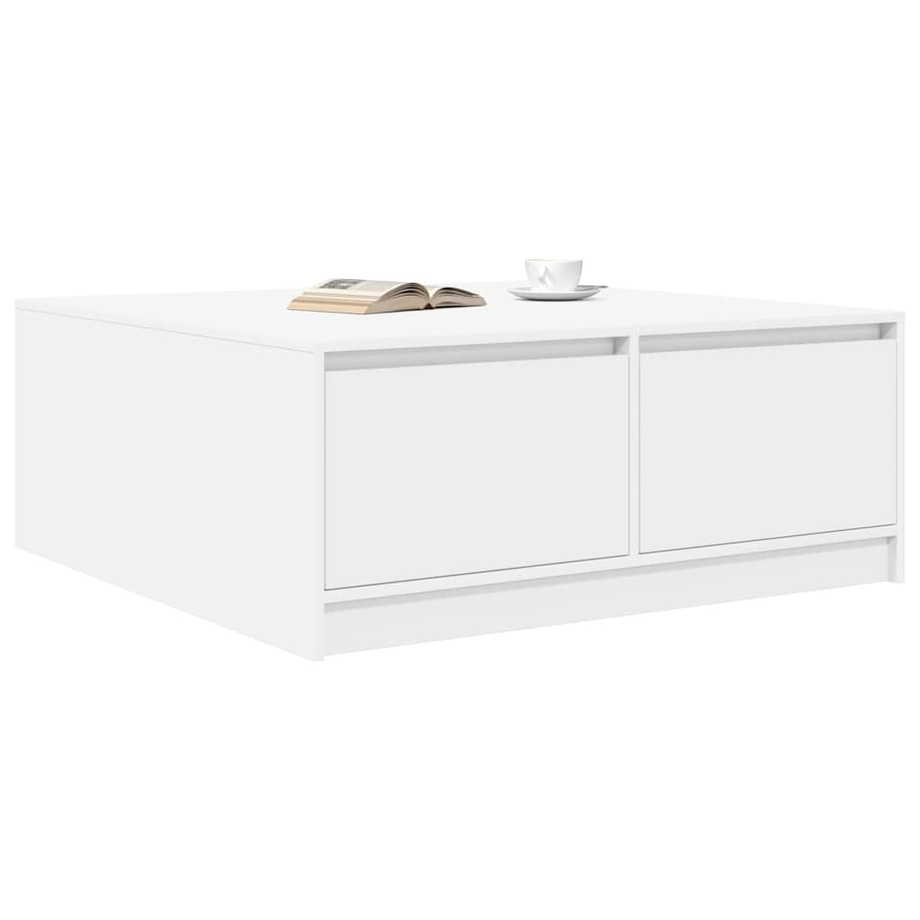 Salongbord Sofabord Hvit med skuffer 100x100x40 cm