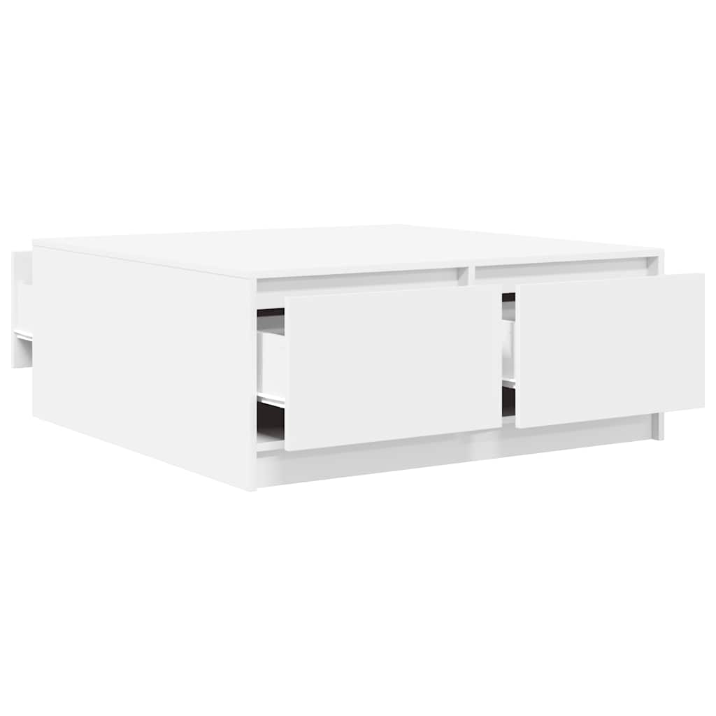 Salongbord Sofabord Hvit med skuffer 100x100x40 cm