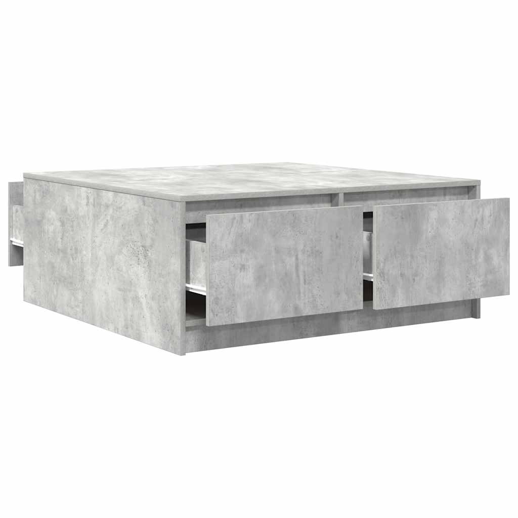 Salongbord Sofabord Betonggrå med skuffer 100x100x40 cm