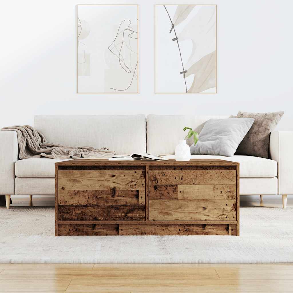 Salongbord Sofabord Gammelt Tre med skuffer 100x100x40 cm