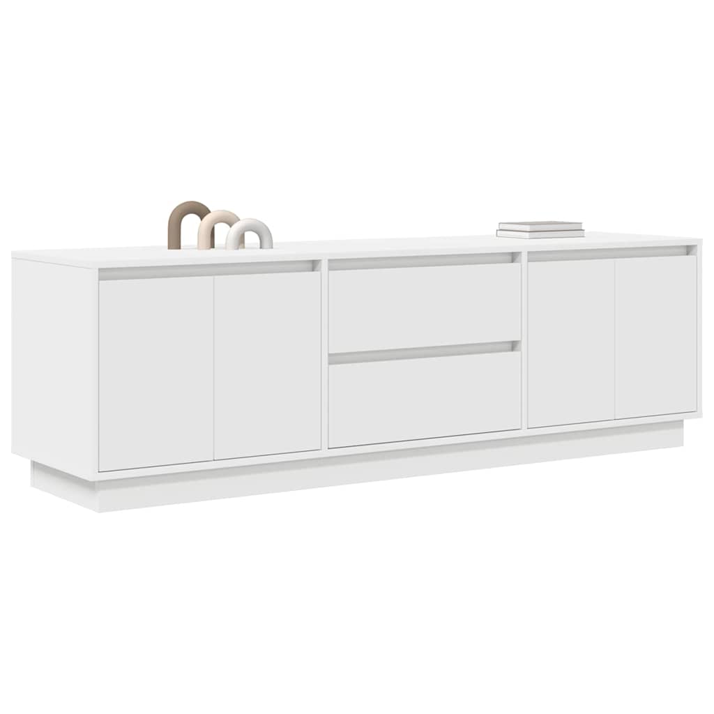 TV-Møbel Hvit TV-benk med LED-lys 160,5x41x50 cm