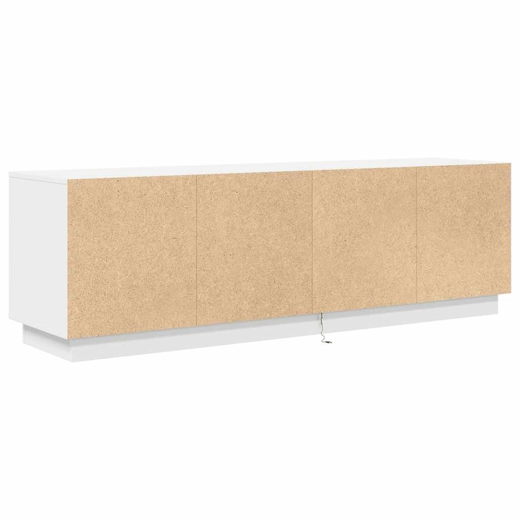 TV-Møbel Hvit TV-benk med LED-lys 160,5x41x50 cm
