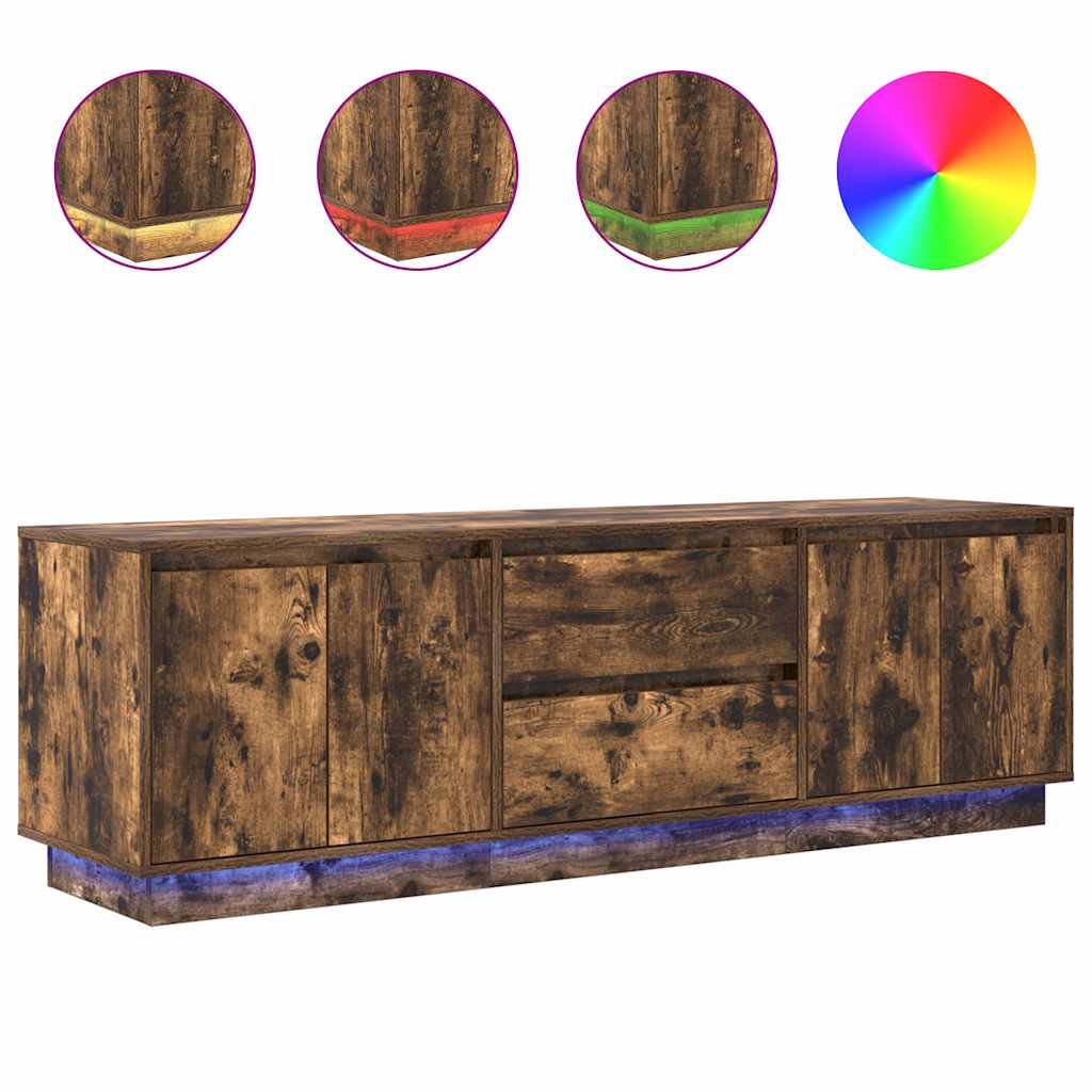 TV-Møbel Røkt EikTV-benk med LED-lys 160,5x41x50 cm