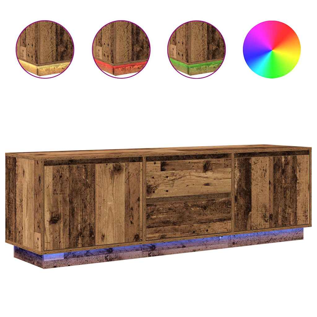 TV-Møbel Gammelt Tre TV-benk med LED-lys 160,5x41x50 cm