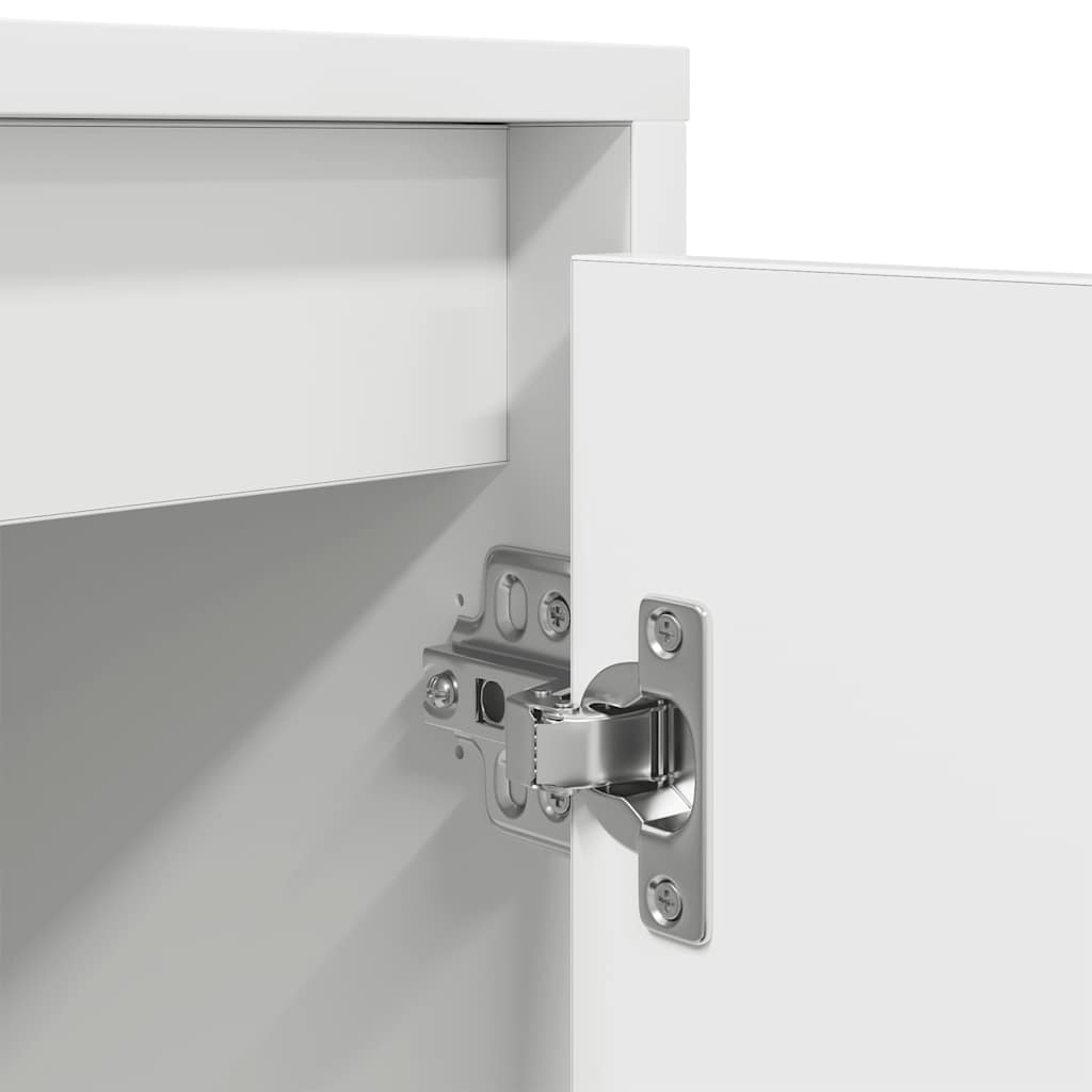 TV-Møbel Hvit TV-benk med LED-lys 160,5x41x50 cm