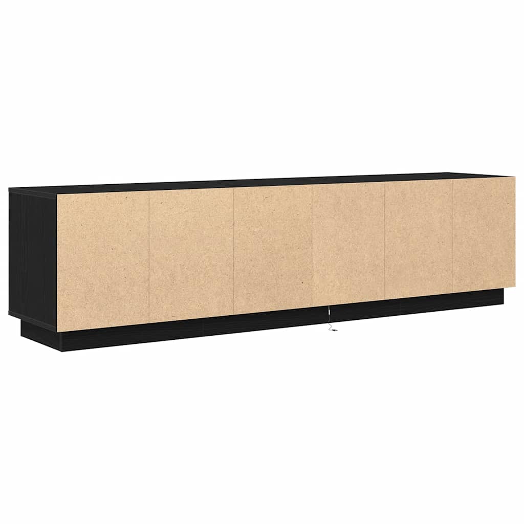 TV-Møbel Svart Eik TV-benk med LED-lys 193,5x41x50 cm