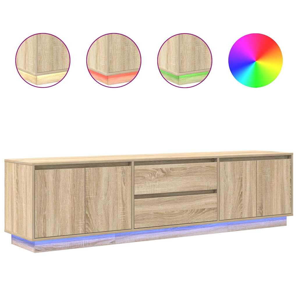 TV-Møbel Sonoma Eik TV-benk med LED-lys 193,5x41x50 cm