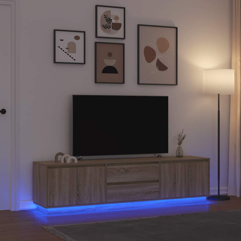 TV-Møbel Sonoma Eik TV-benk med LED-lys 193,5x41x50 cm