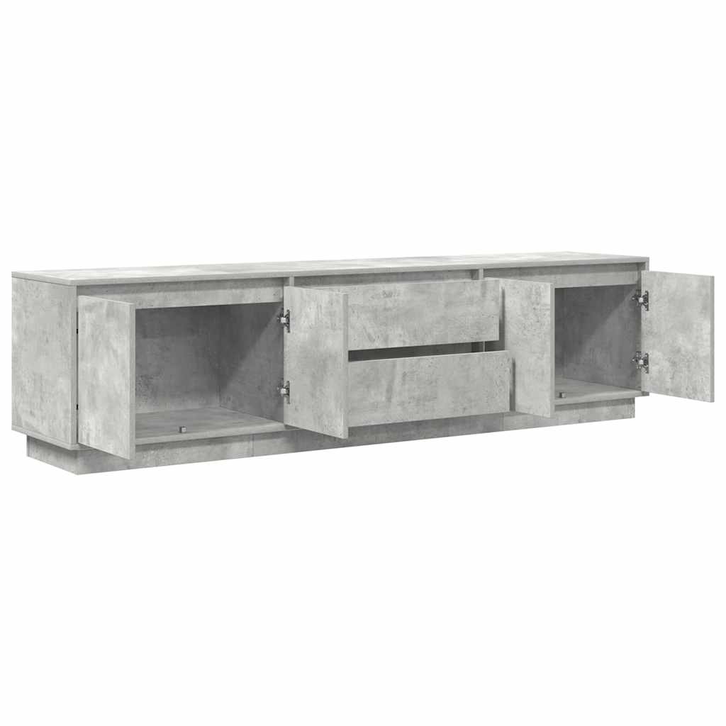 TV-Møbel Betonggrå TV-benk med LED-lys 193,5x41x50 cm