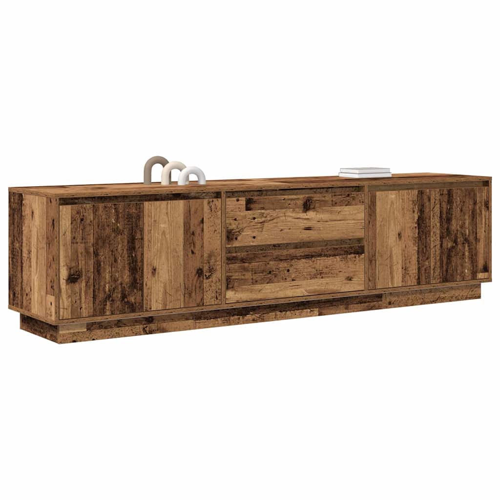 TV-Møbel Gammelt Tre TV-benk med LED-lys 193,5x41x50 cm